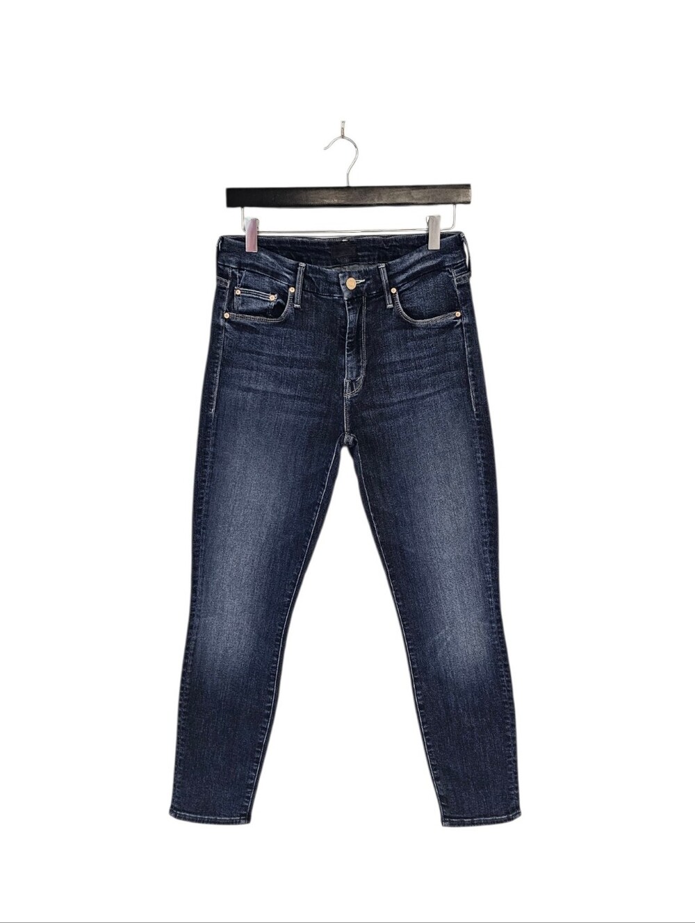 MOTHER The Looker Crop Skinny Mid Rise On The Edge Dark Blue Jeans 28 Preowned